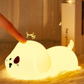 Huggwaii Adorable Puppy Night Light LED Squishy Silicone Tap Lamp Best Gift for Baby and Girl